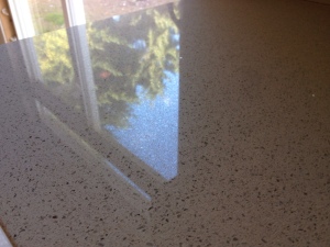 Glossy countertop reflection
